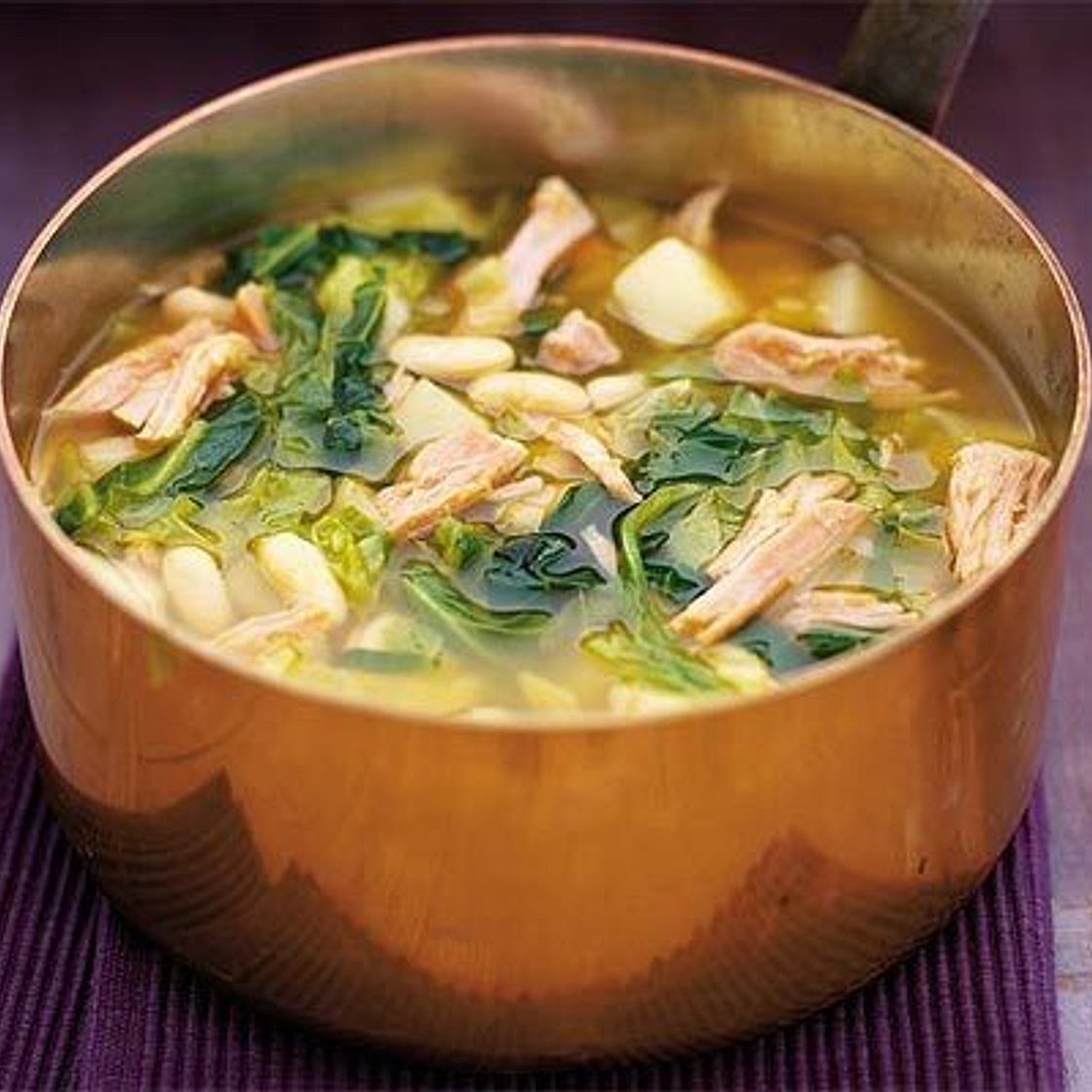 Spring greens & gammon soup