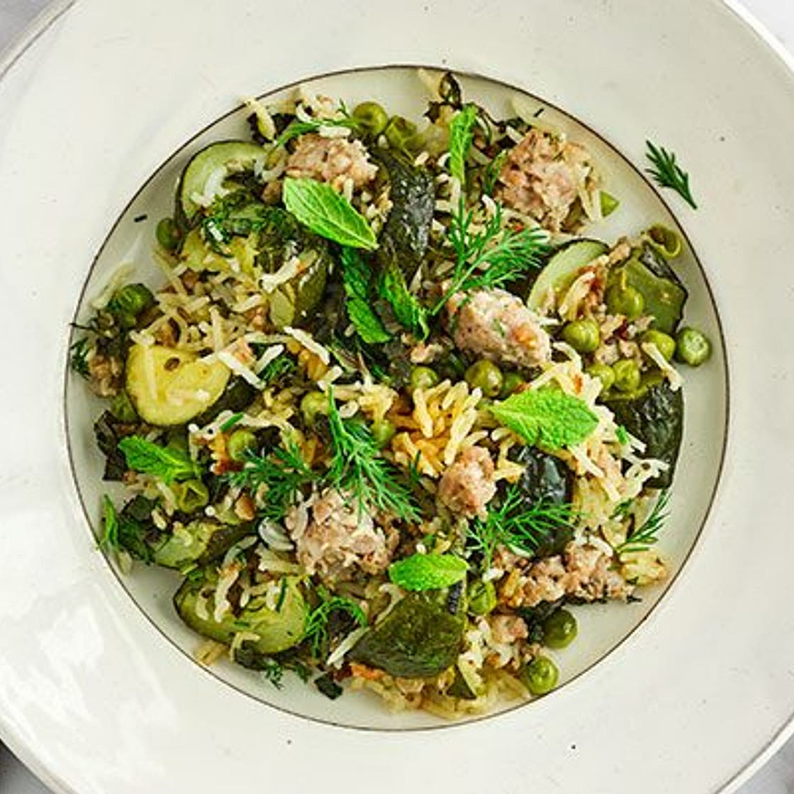Easy sausage & courgette pilaf