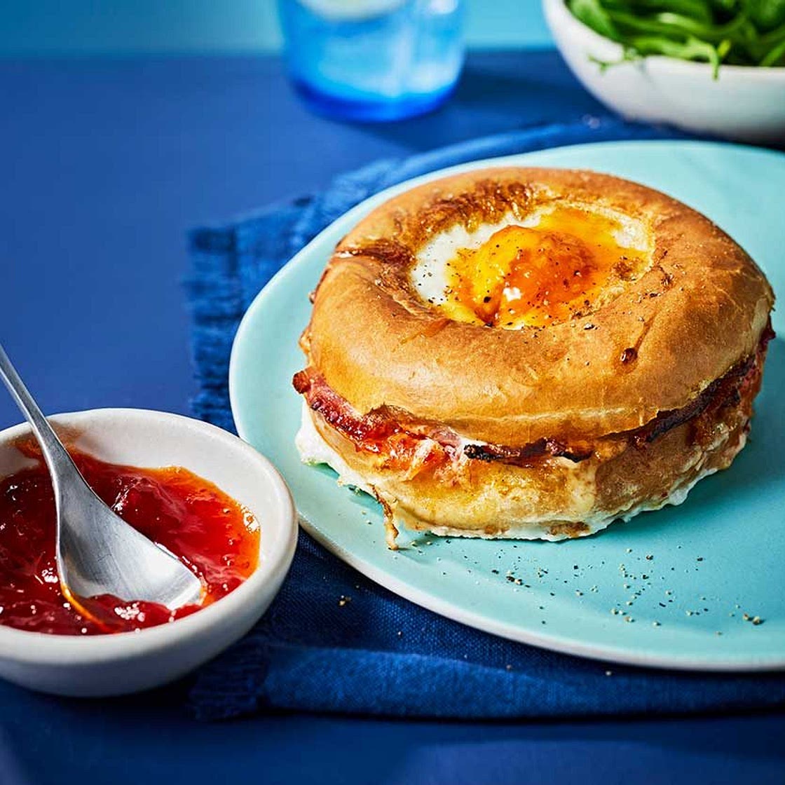 Air-fryer ham, cheese & egg bagel