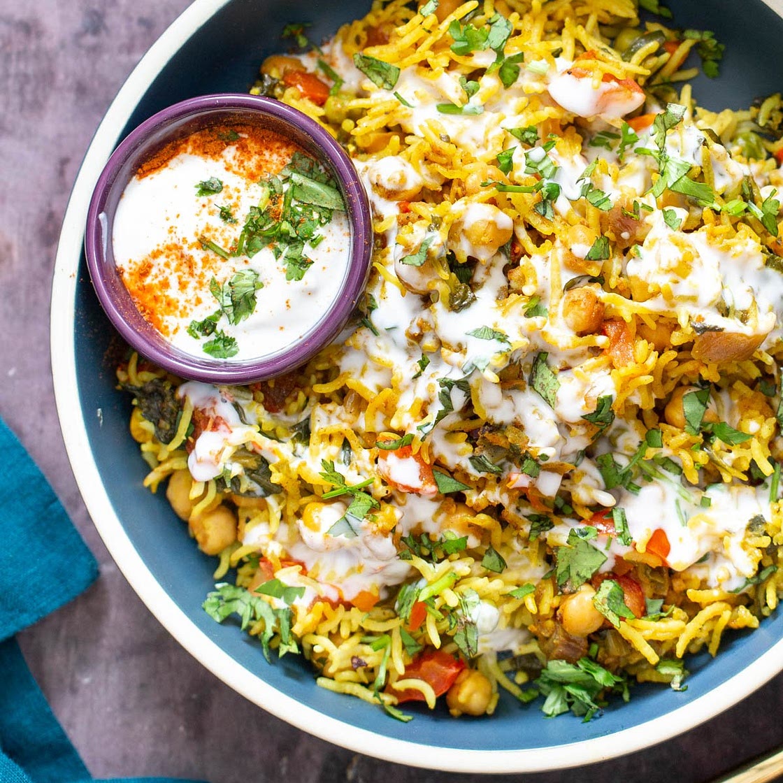 Chana Pulao Casserole or Baked Spiced Chickpea Rice Casserole