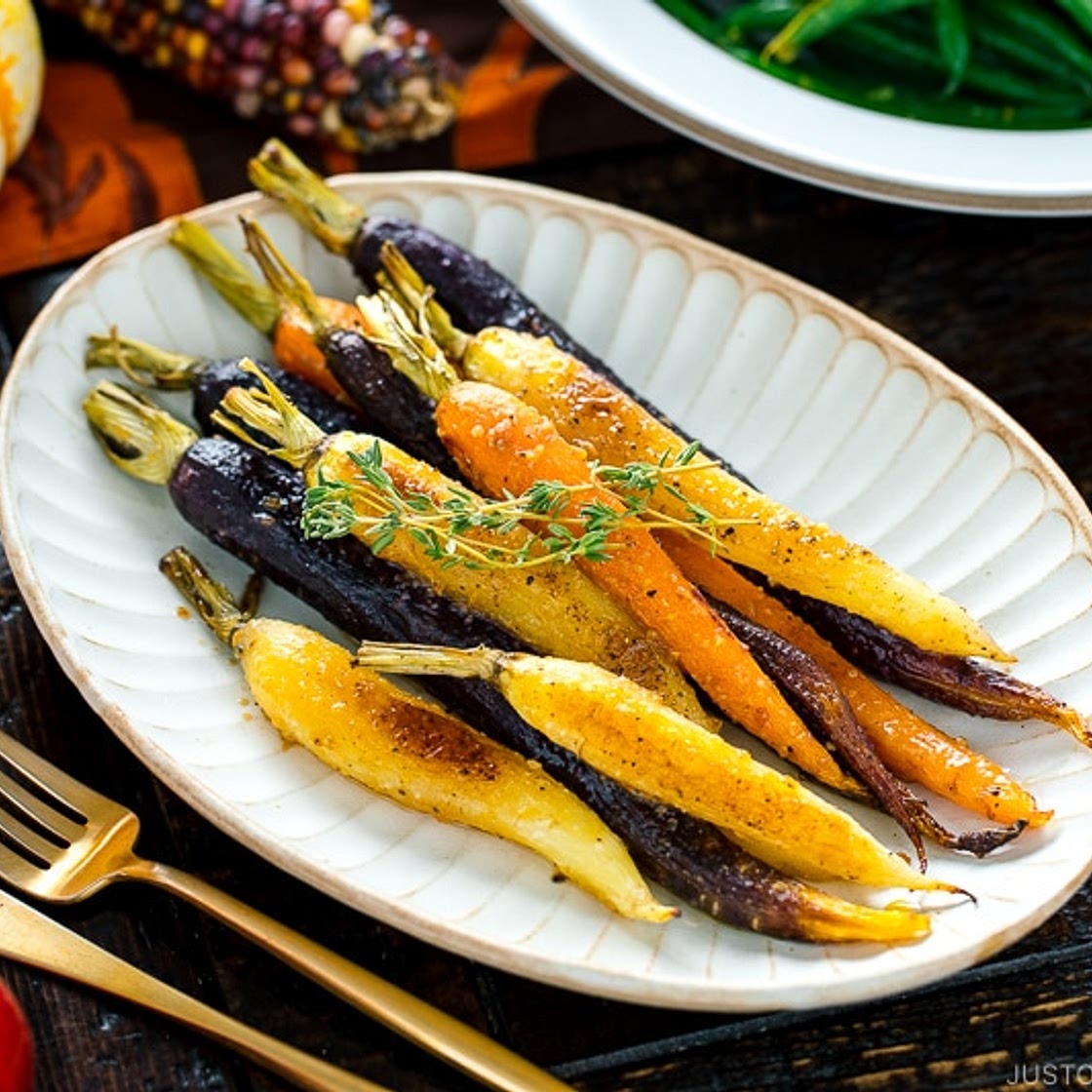 Maple and Miso Glazed Roasted Carrots