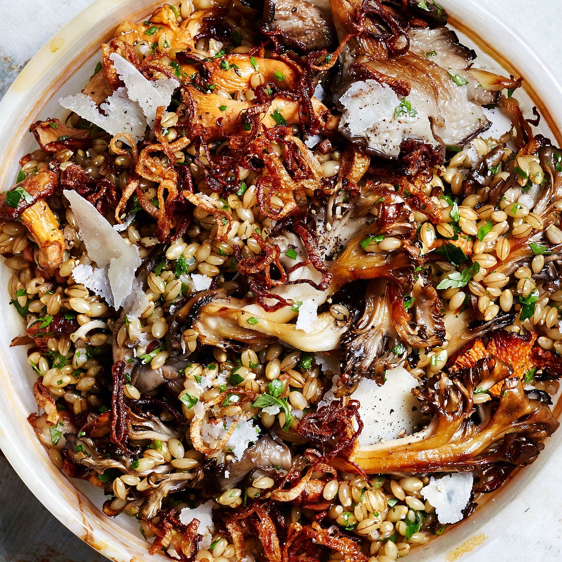 Herby Barley Salad With Butter-Basted Mushrooms