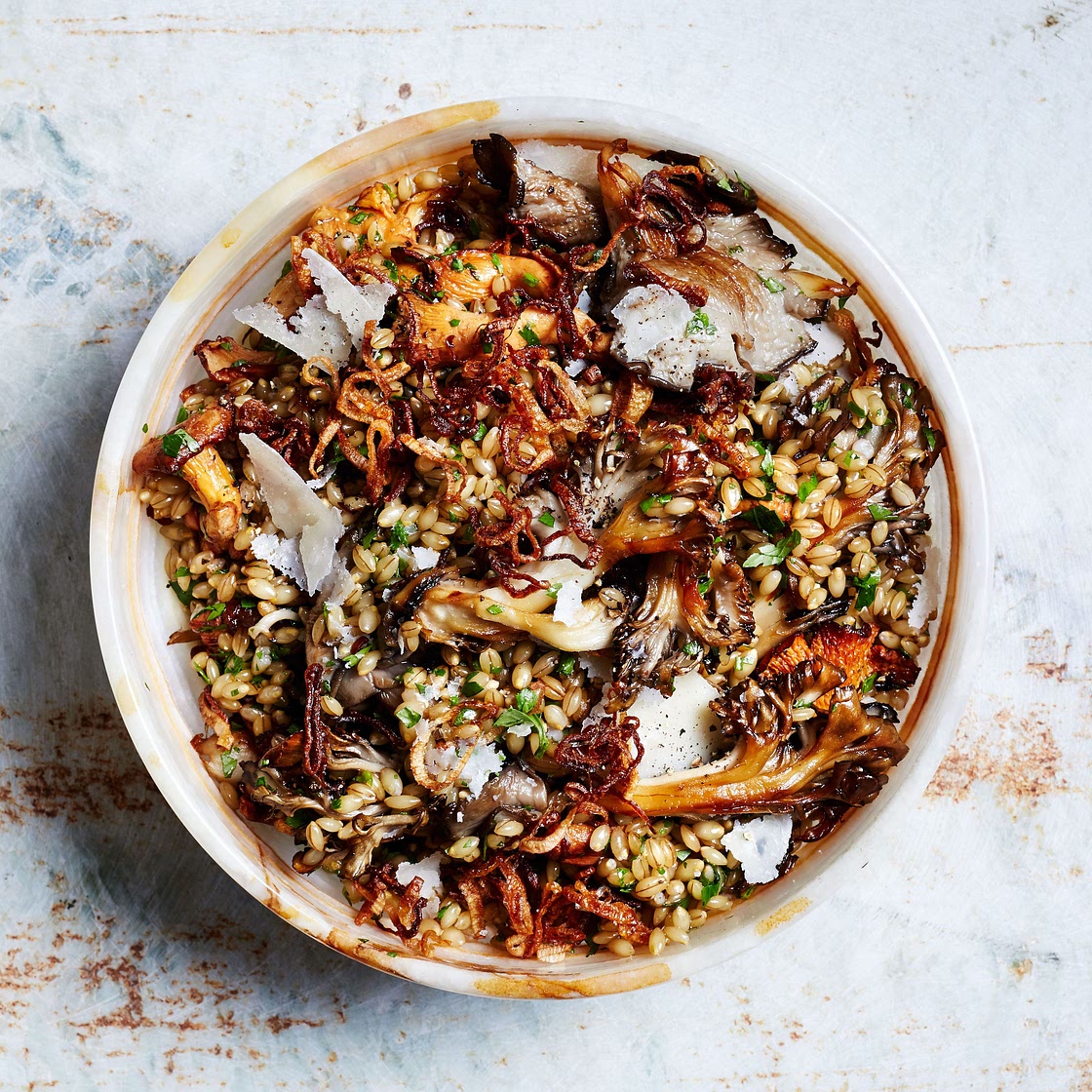 Herby Barley Salad With Butter-Basted Mushrooms