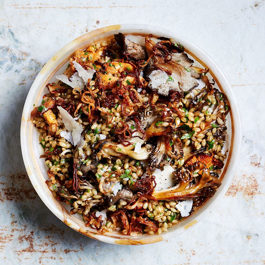 Herby Barley Salad With Butter-Basted Mushrooms
