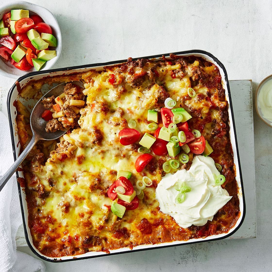 Cheesy taco pasta bake recipe