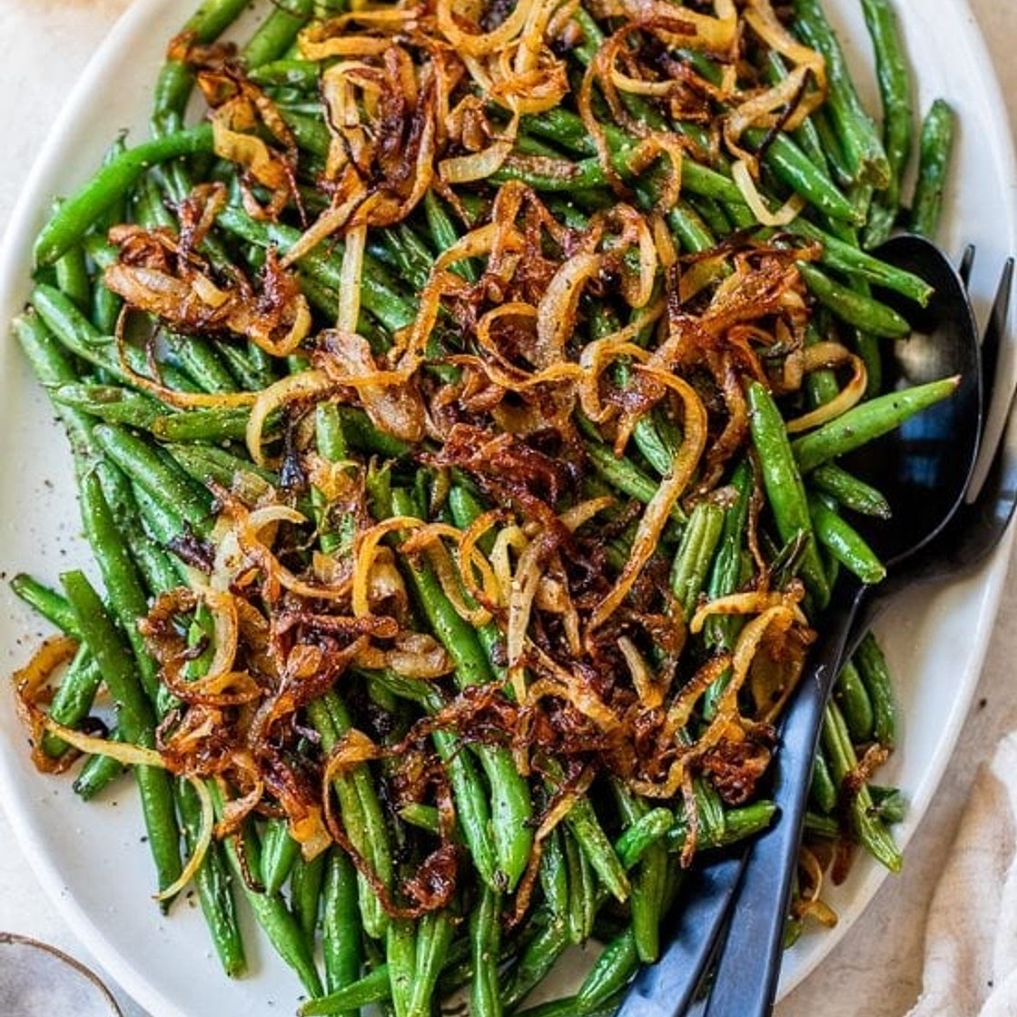 Roasted Green Beans with Caramelized Onions