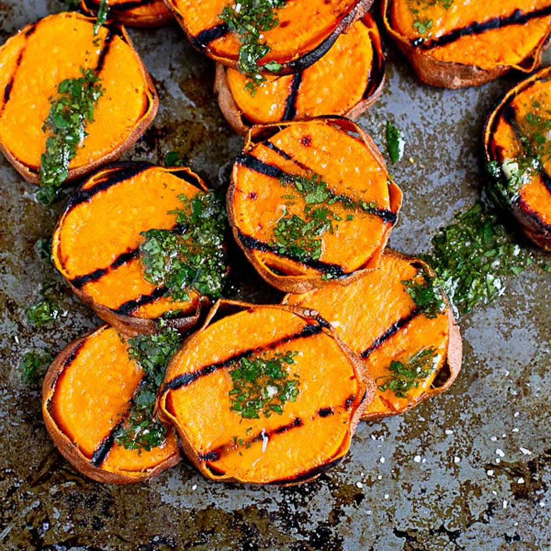 Grilled Sweet Potatoes with Cilantro Vinaigrette