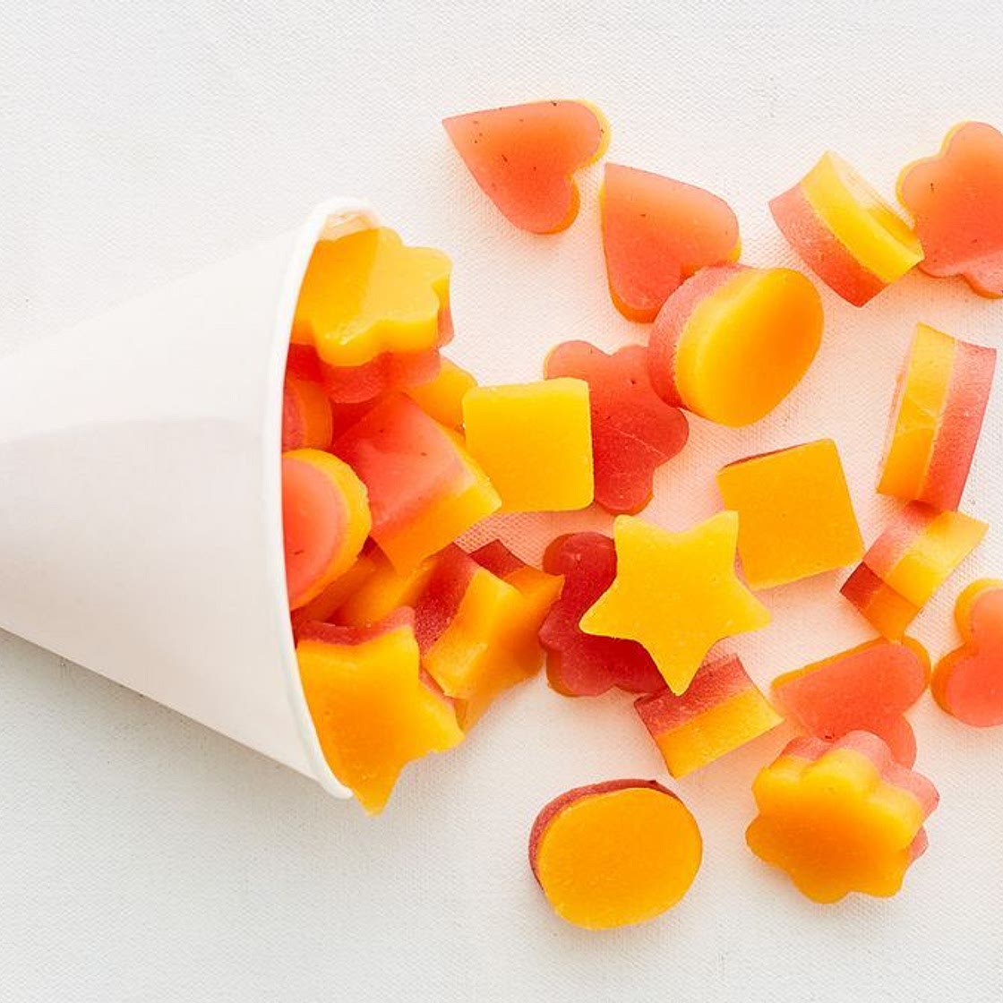 Low-sugar lunch box fruity jelly bites