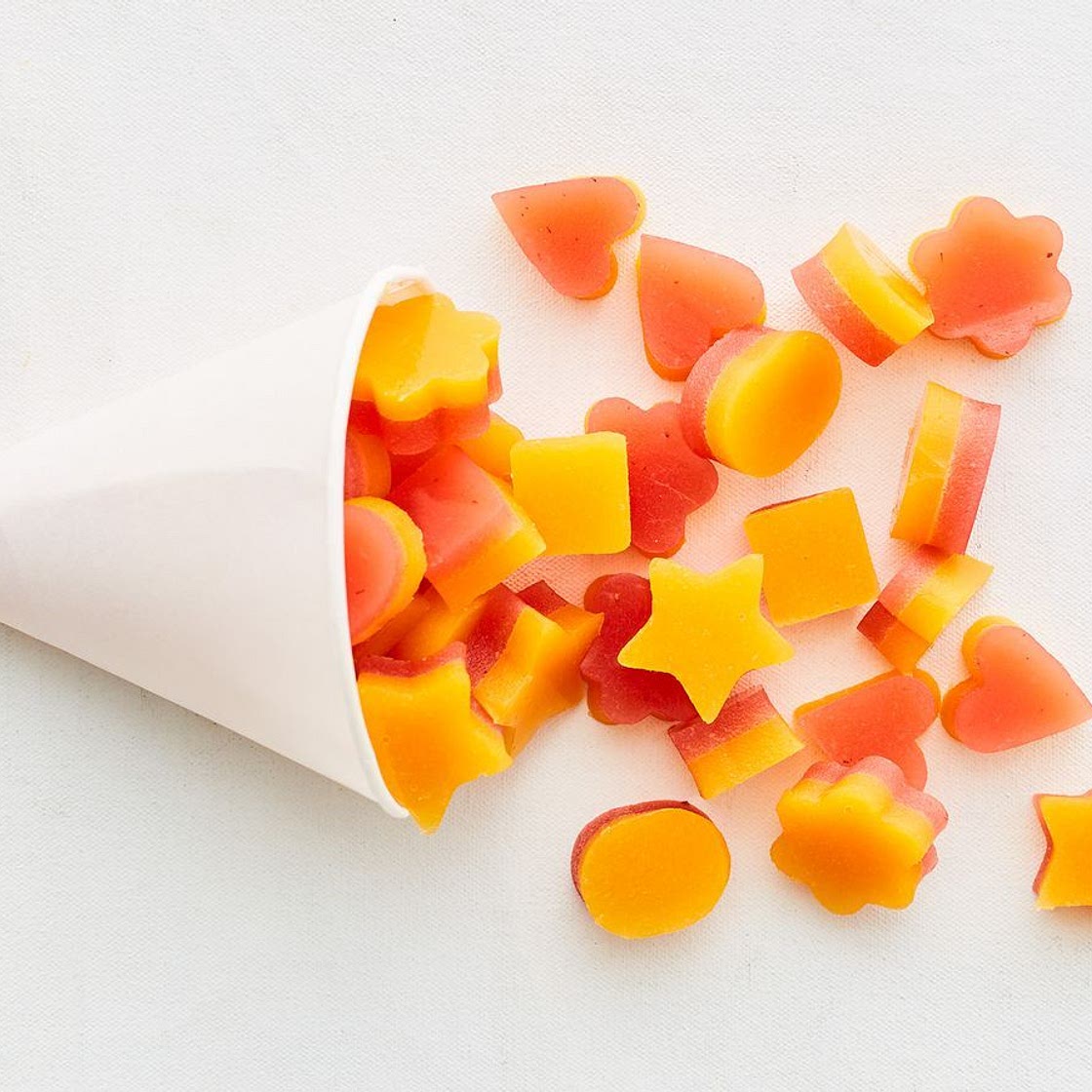 Low-sugar lunch box fruity jelly bites