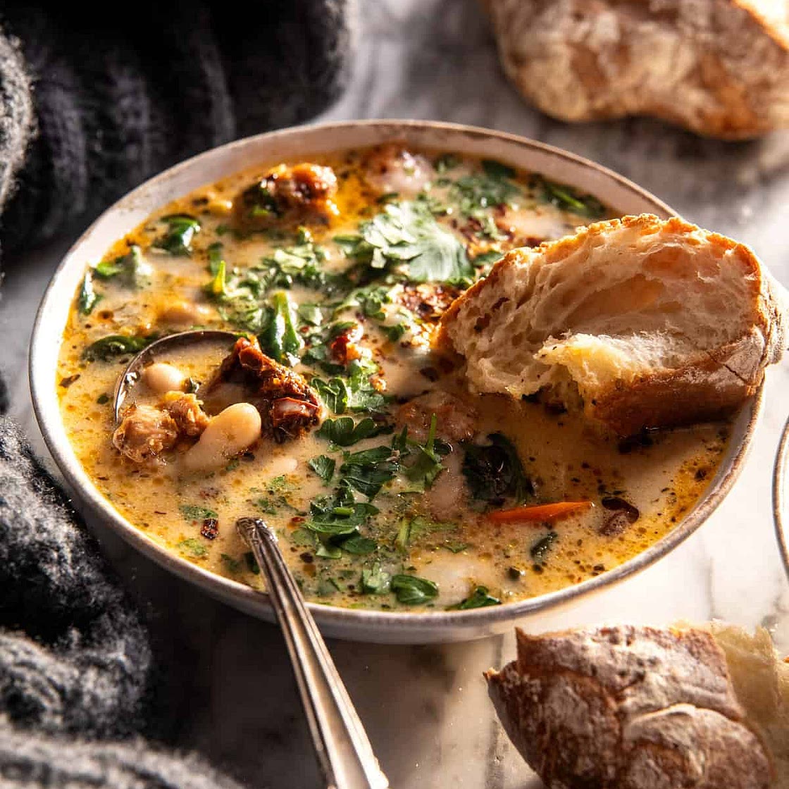 Creamy Tuscan White Bean Lemon Soup