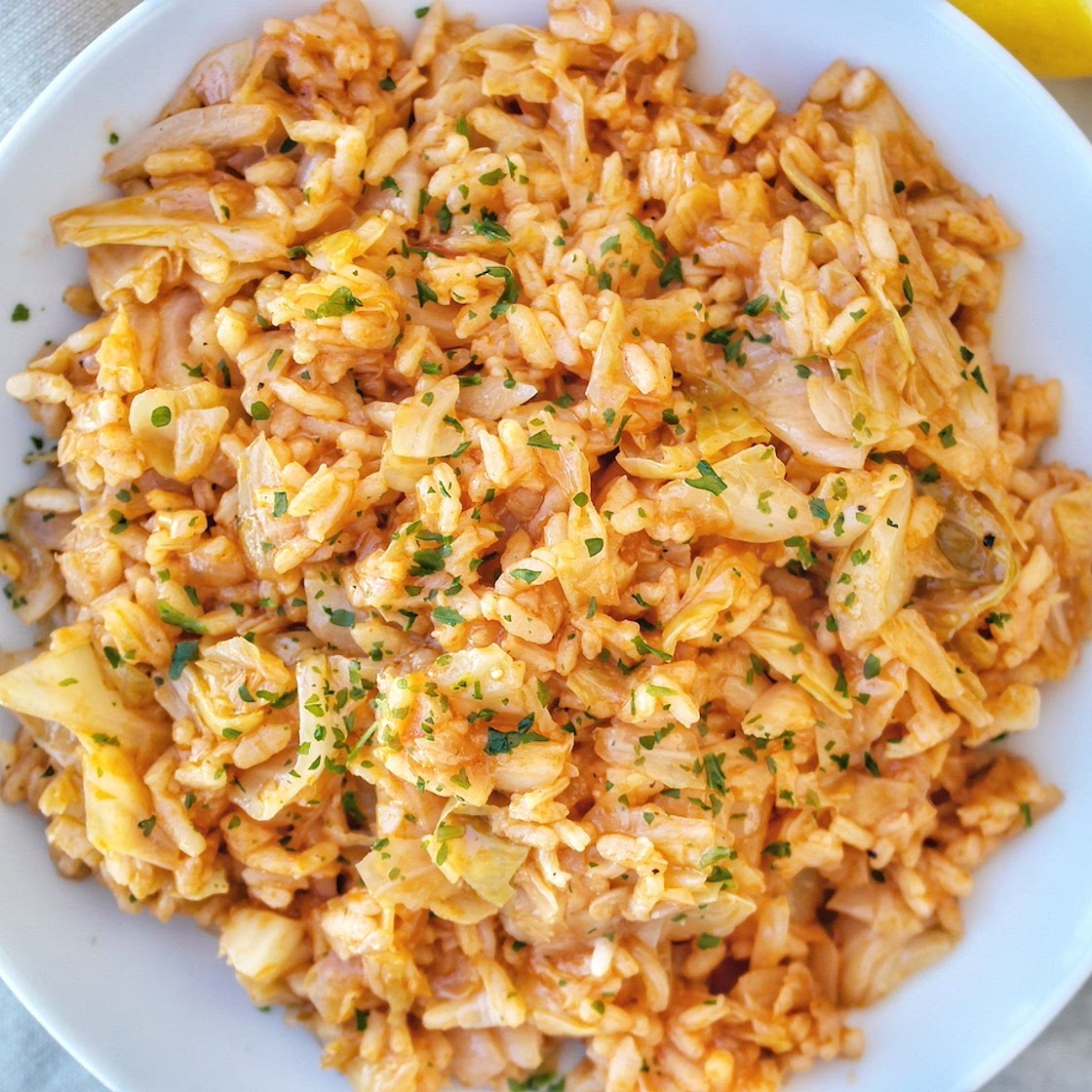 Spicy Greek Cabbage with Rice -Lahanorizo