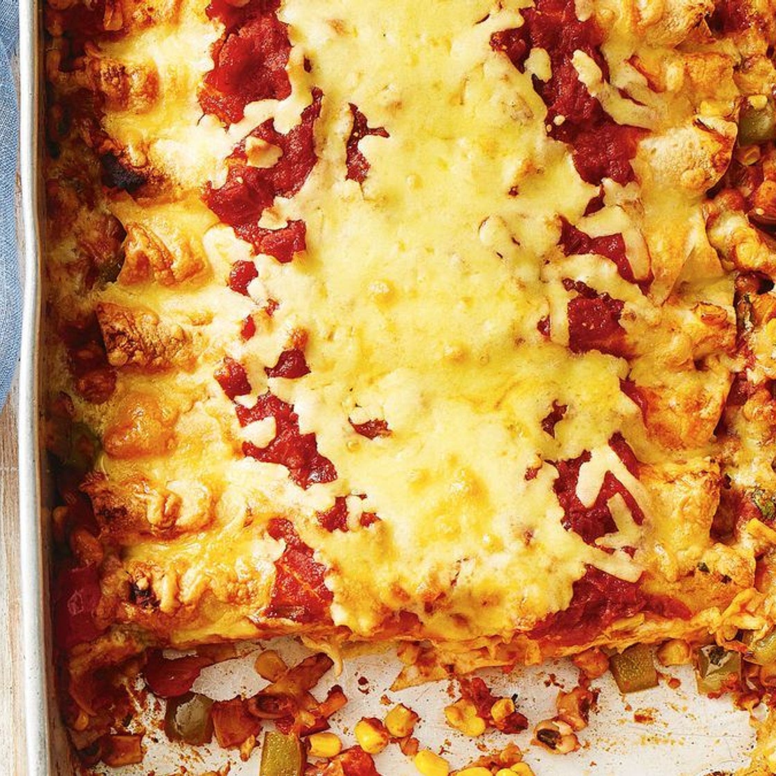Vegetable and black eye bean enchiladas