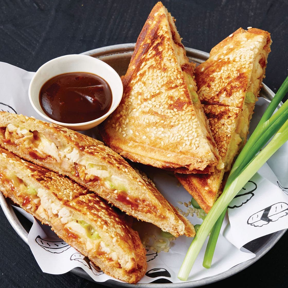 Satay chicken and sesame jaffles recipe