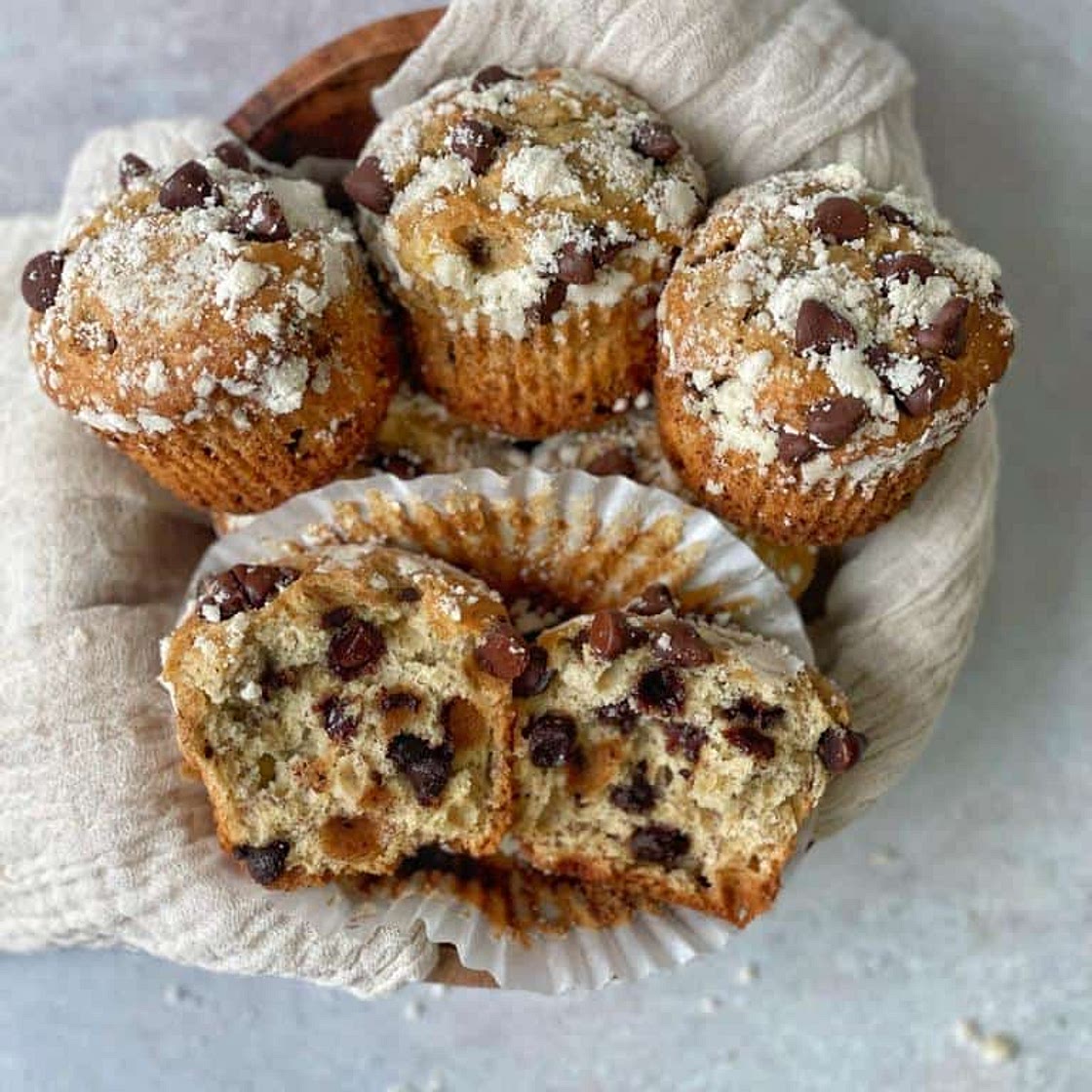 Moist Banana Chocolate Chip Muffins