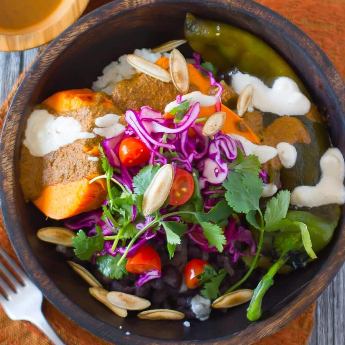 Oaxacan Buddha Bowl with Roasted Sweet Potato