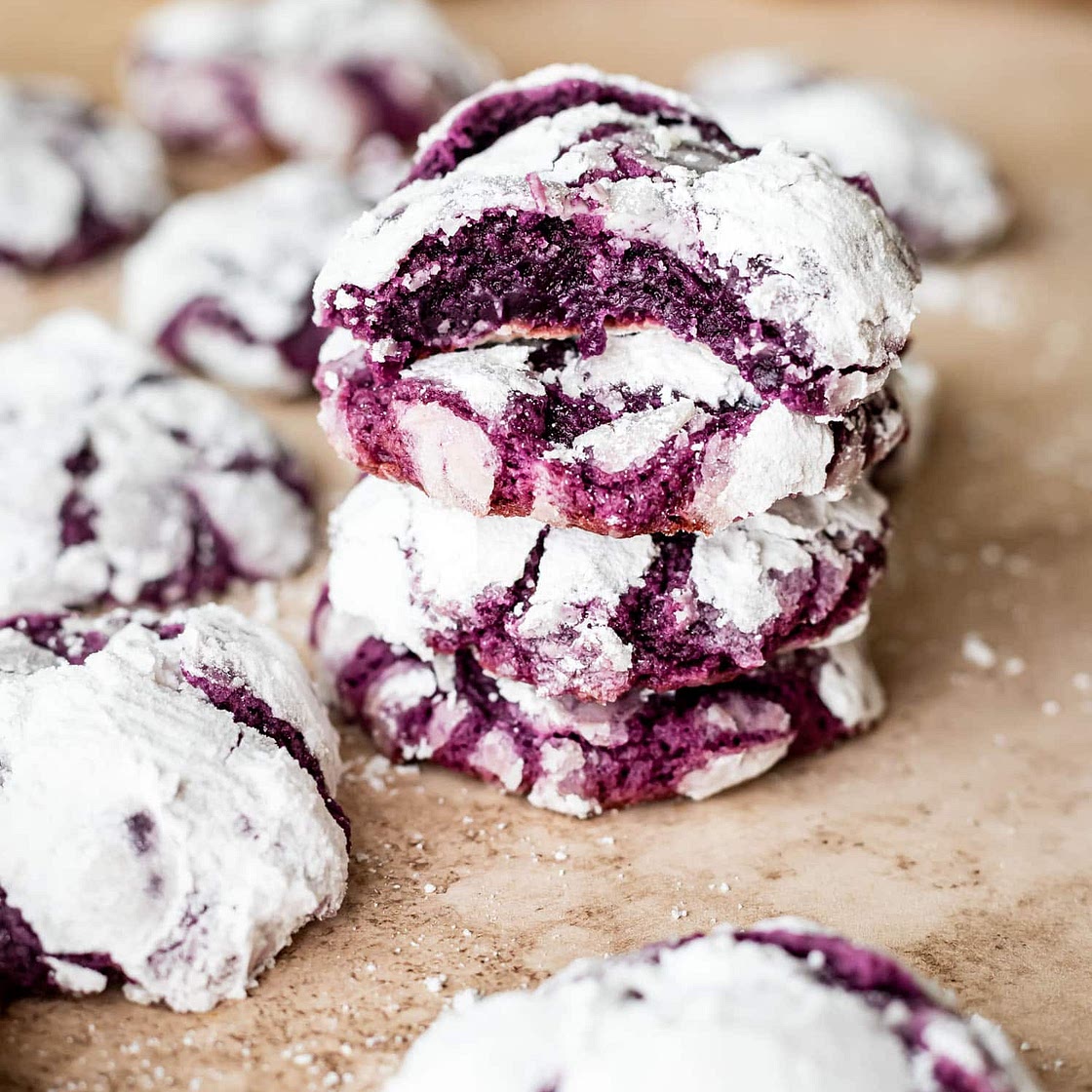 Soft & Chewy Ube Crinkle Cookies