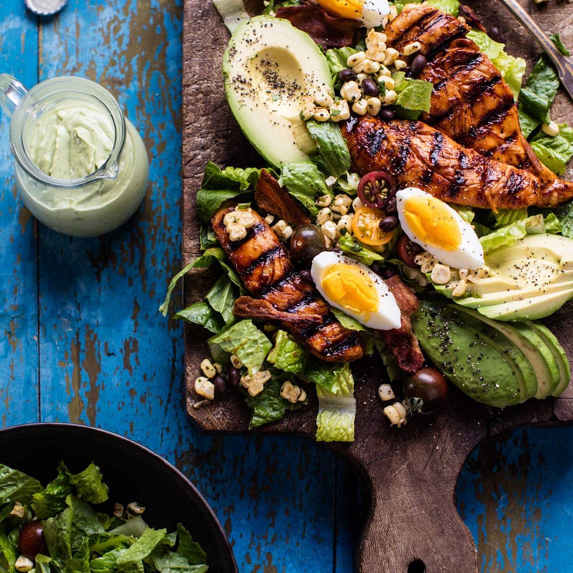BBQ Chicken Cobb Salad with Avocado Ranch