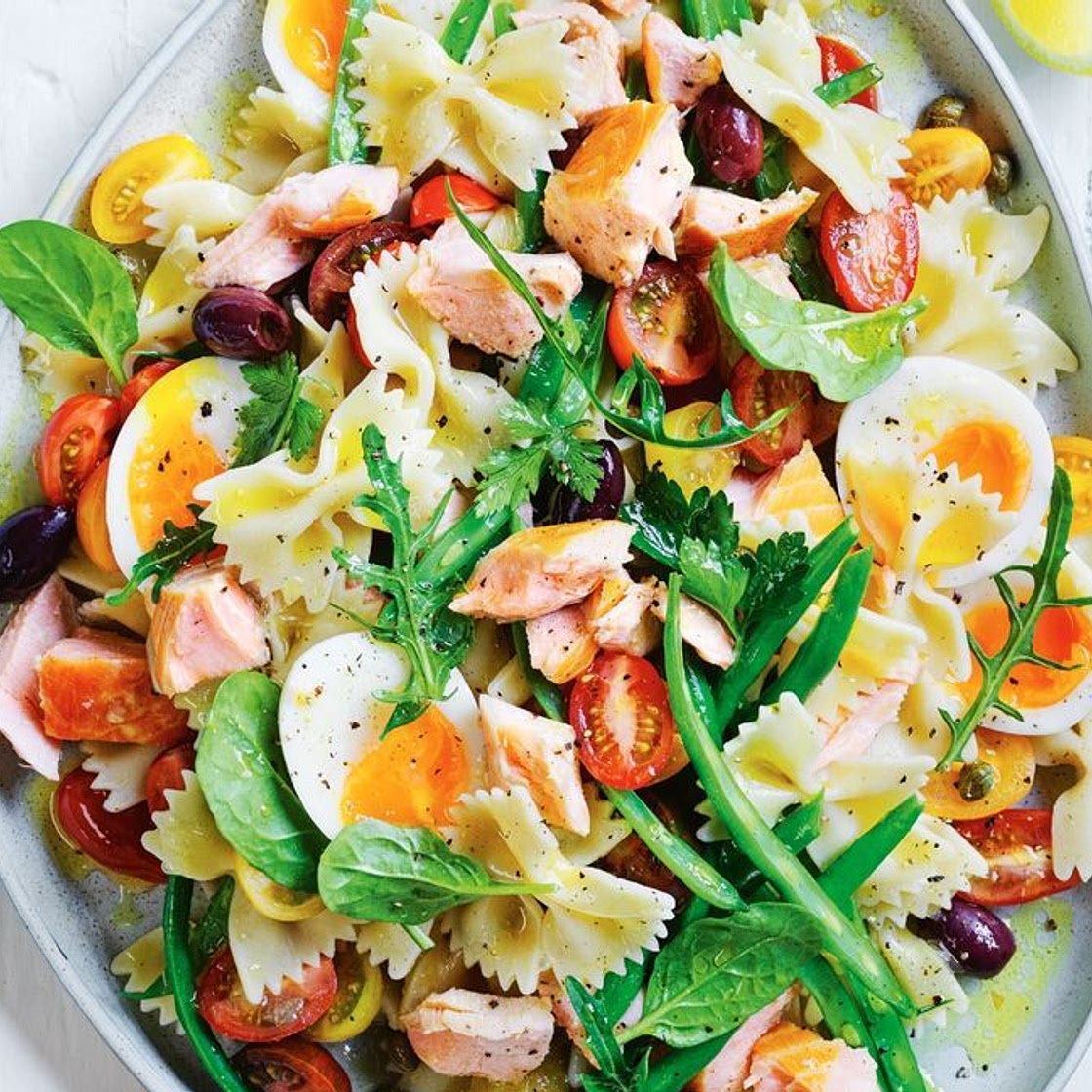 Salmon nicoise pasta salad recipe