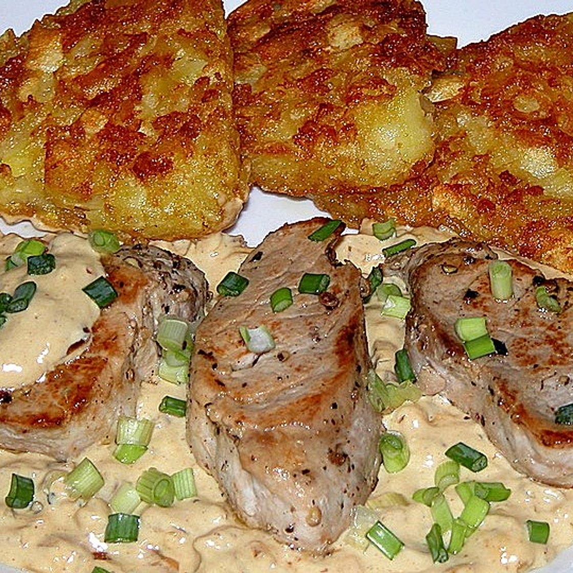 Schweinefilet in Sahnesauce