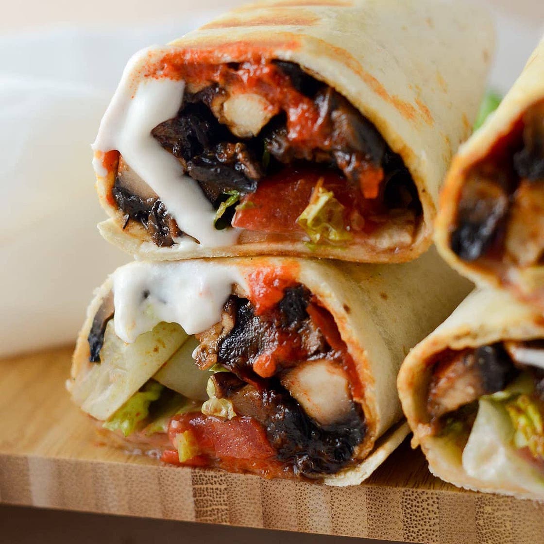 Grilled Portobello Wrap with Yogurt Tahini Sauce