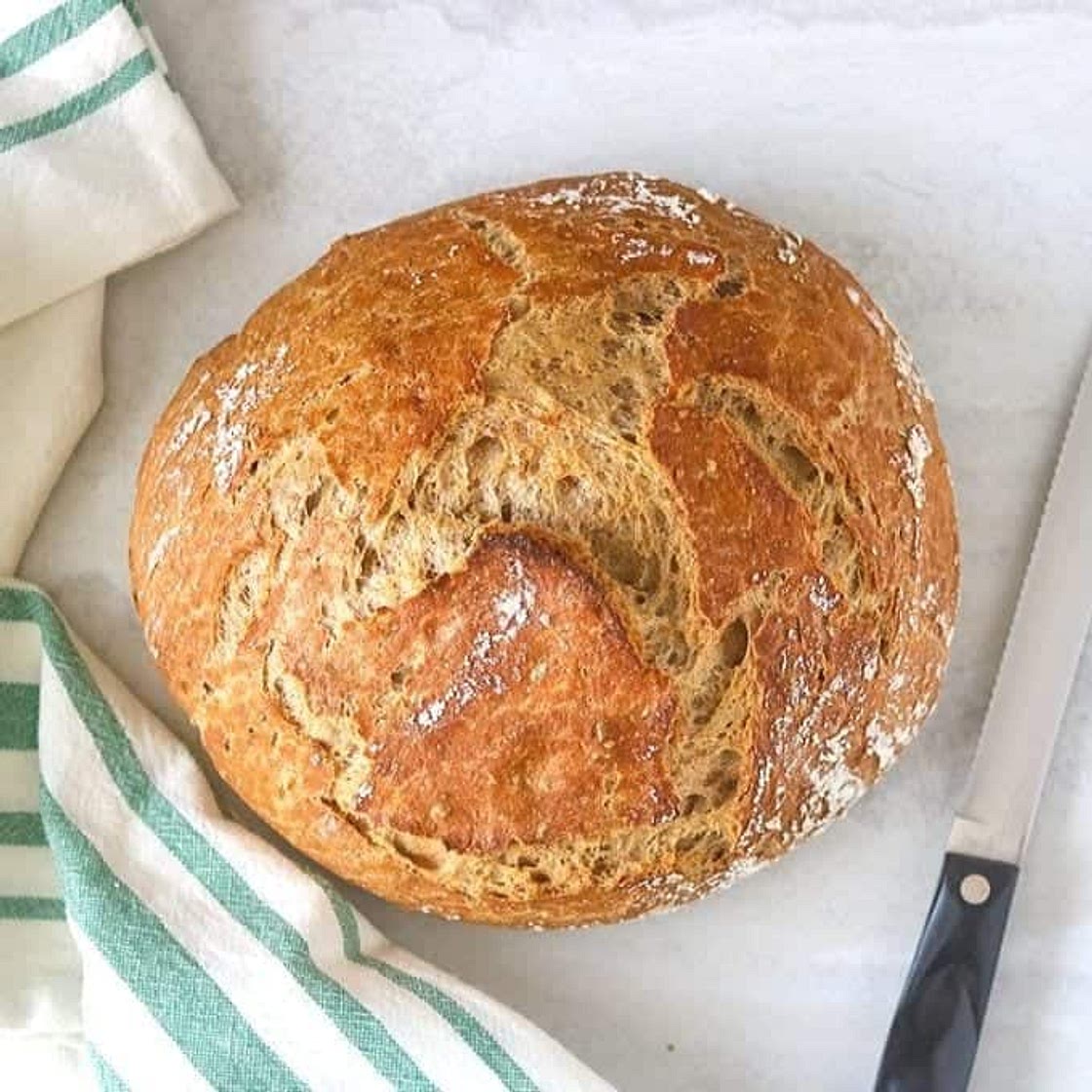 No-Knead Whole Wheat Dutch Oven Bread
