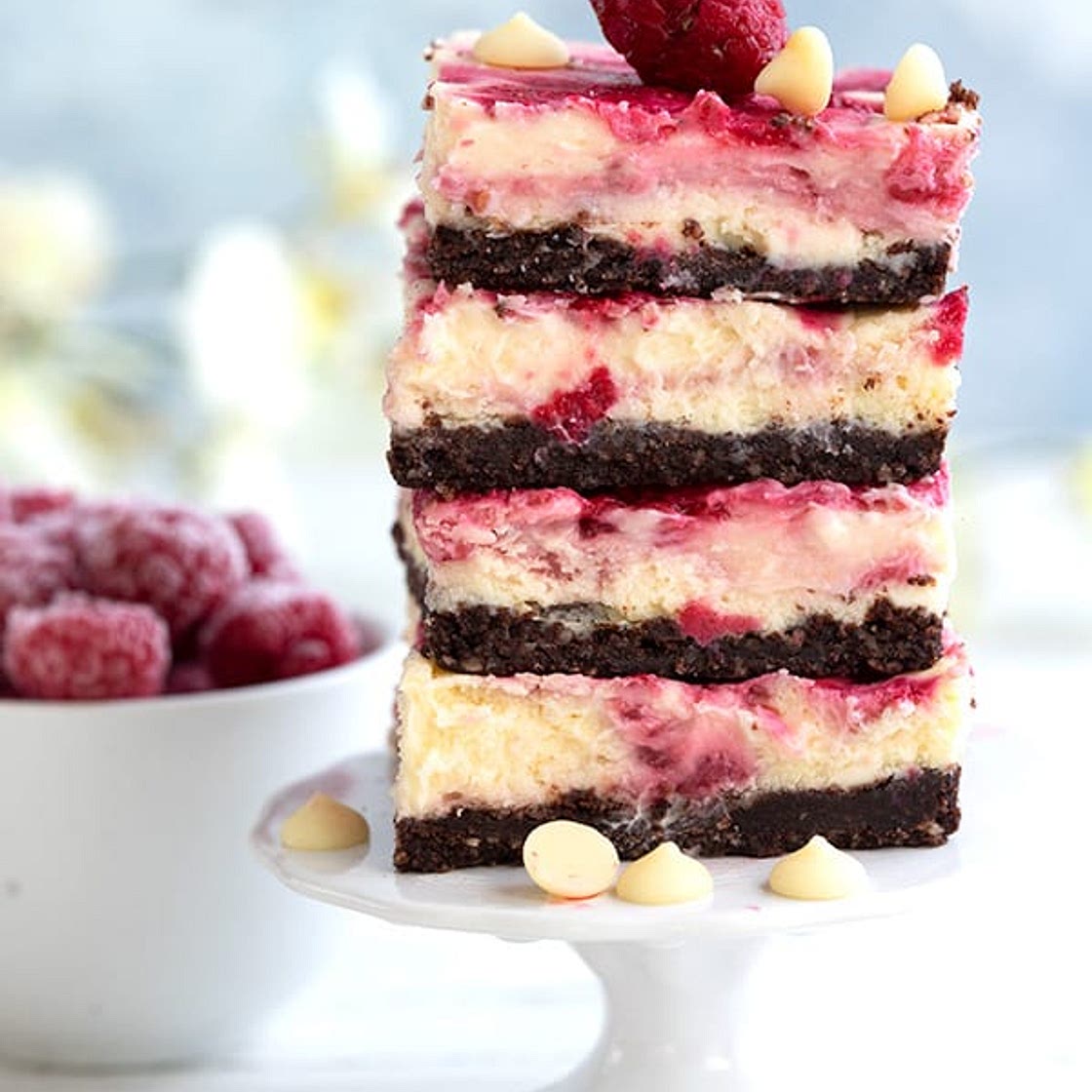 Keto White Chocolate Raspberry Cheesecake Bars
