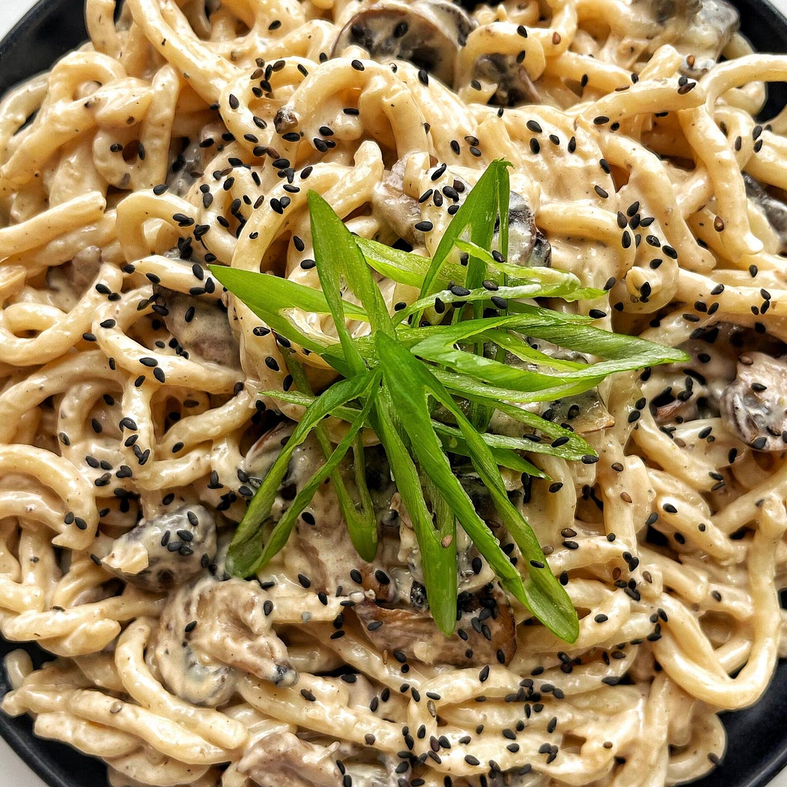 Creamy Udon With Miso Mushrooms