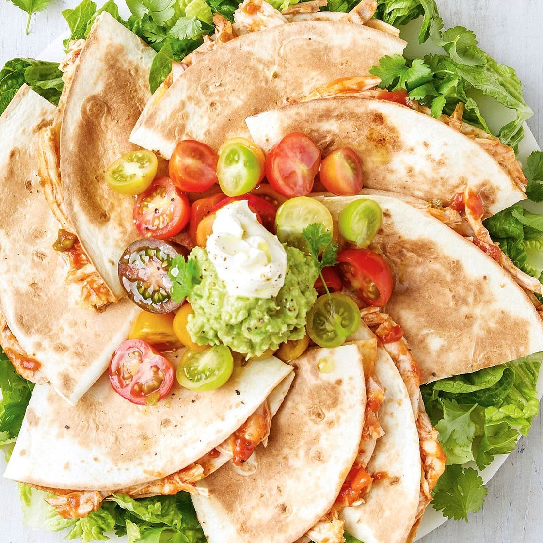 Pulled chicken quesadillas recipe