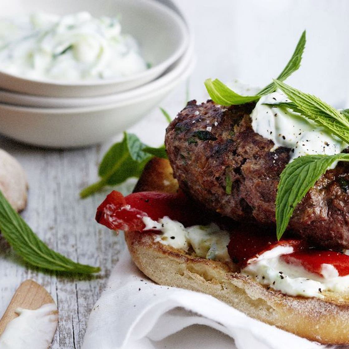 Lamb burgers with tzatziki