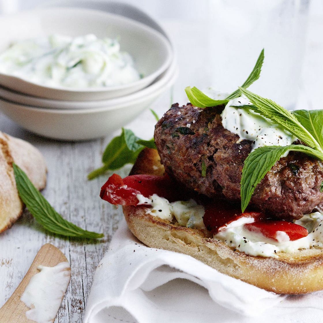 Lamb burgers with tzatziki