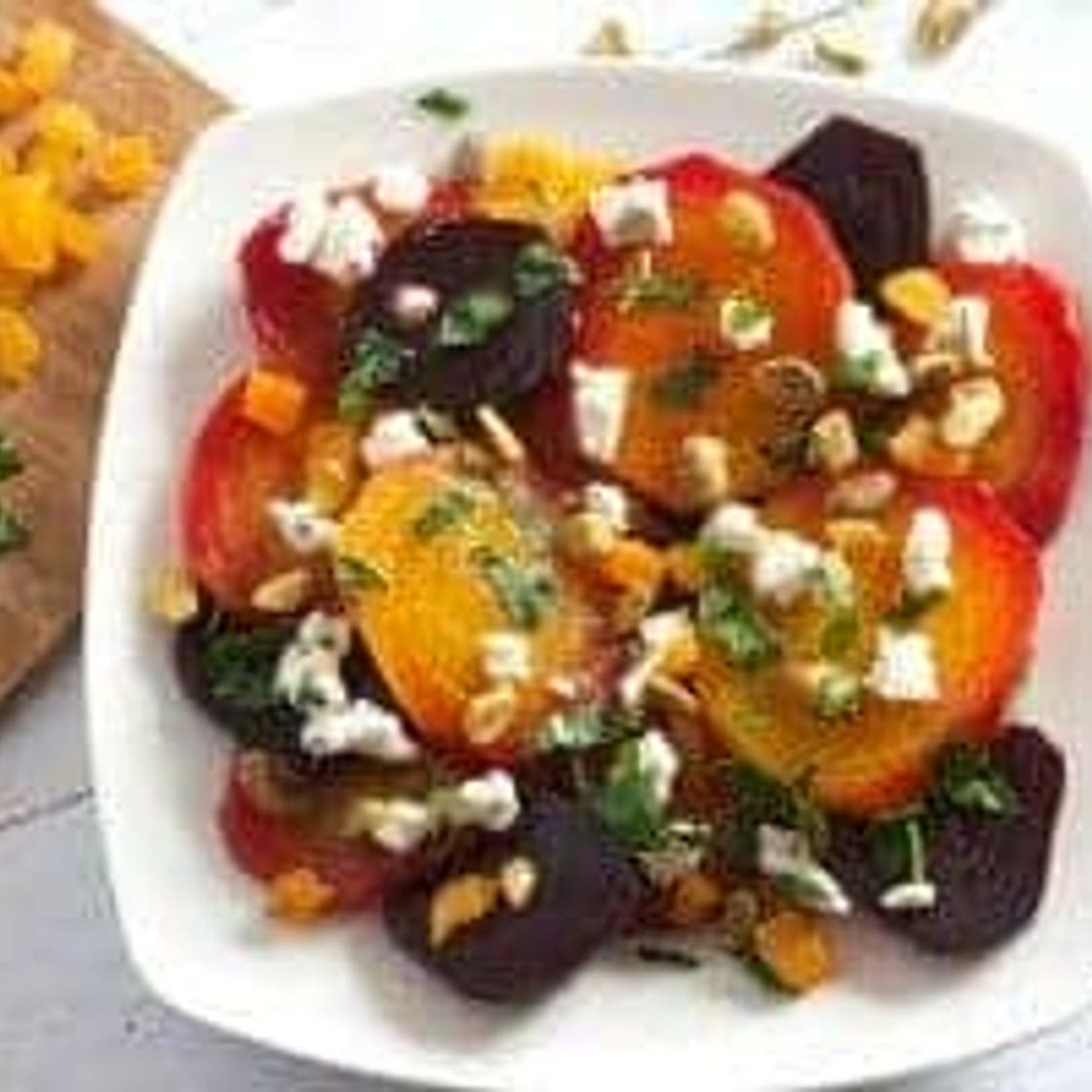 Beet Salad with Goat Cheese, Apricots, and Pistachios