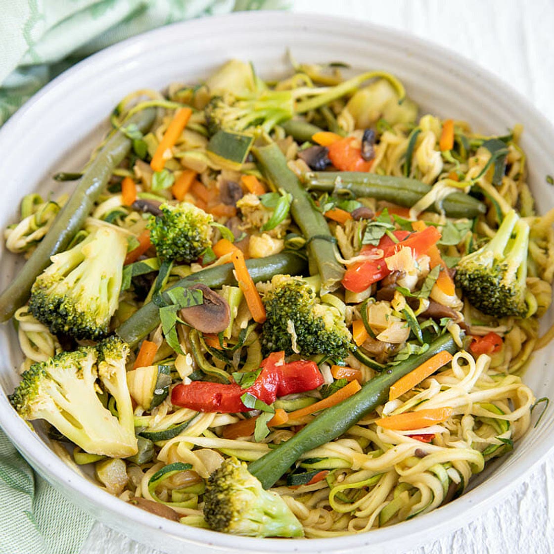Frozen Vegetable Stir Fry With Zucchini Noodles