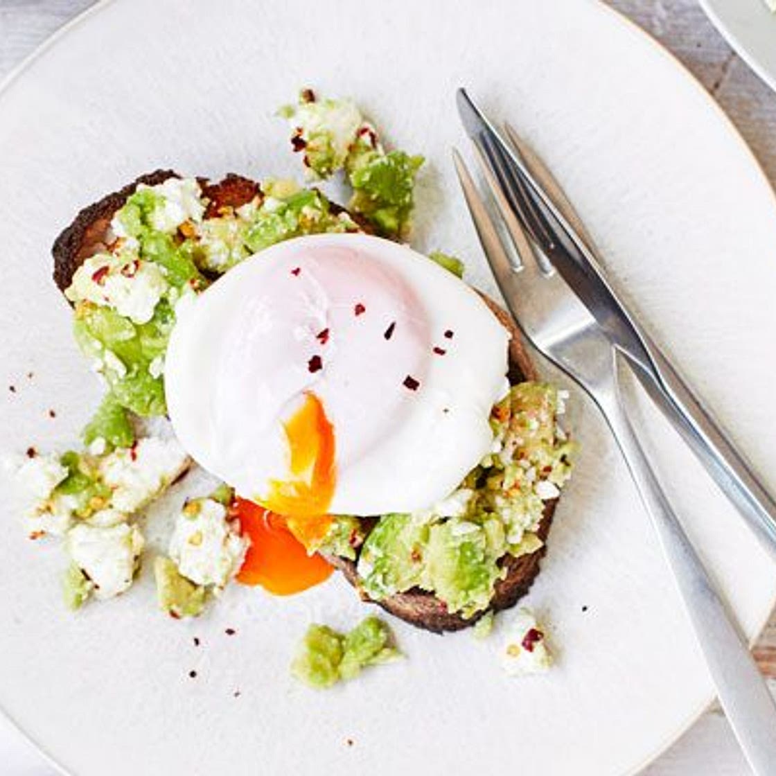 Poached eggs on avocado & feta toast