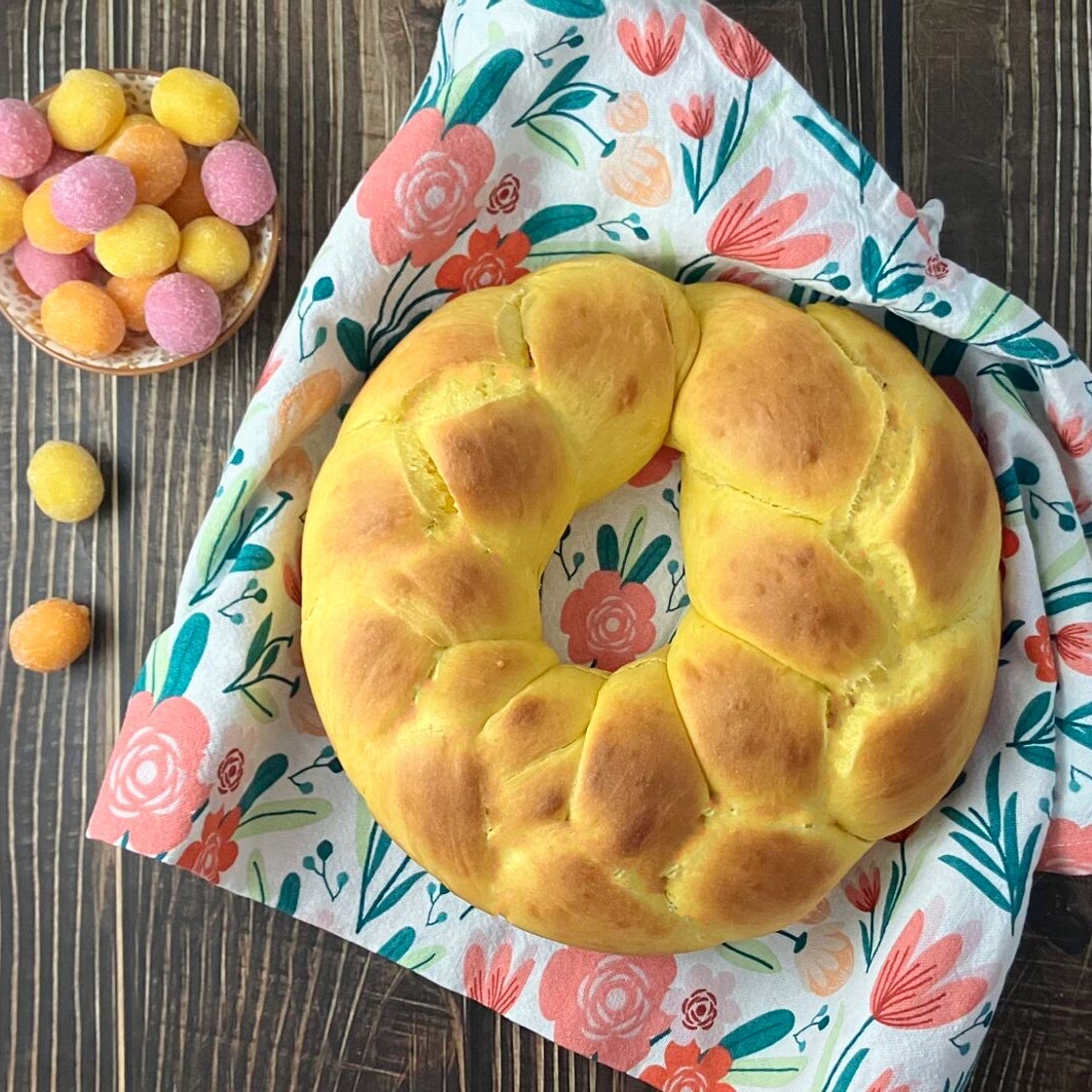 Easter Saffron Wreath Bread (with a Simple Glaze)