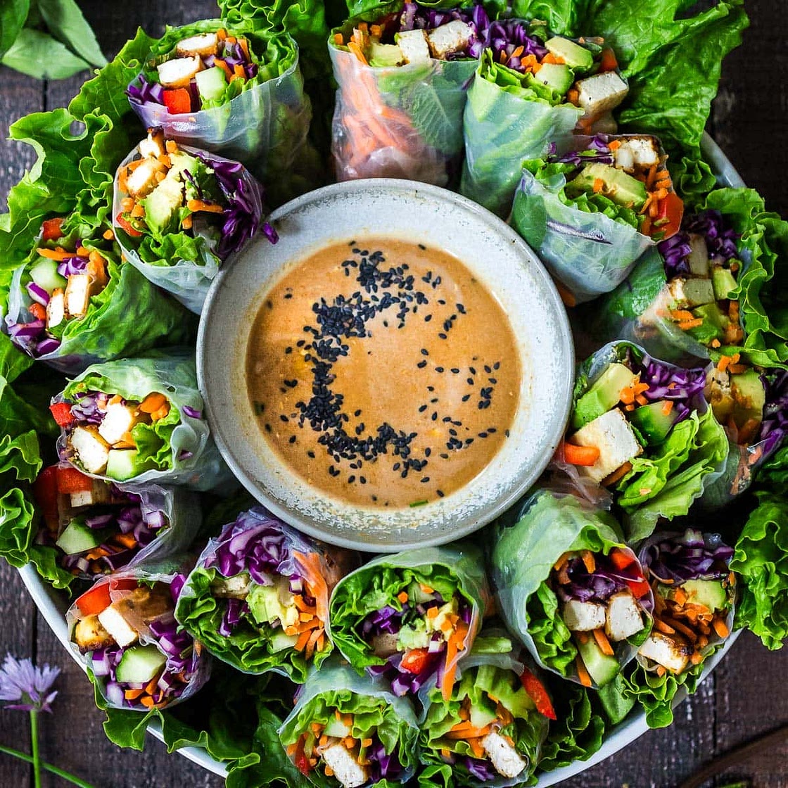 Fresh Spring Rolls with Peanut Dipping Sauce