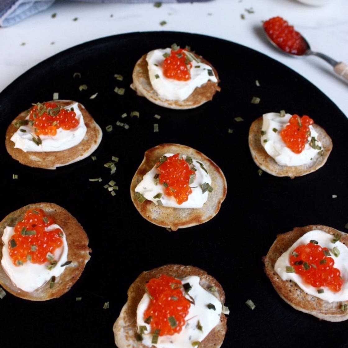 Gluten Free Blinis with Salmon Eggs