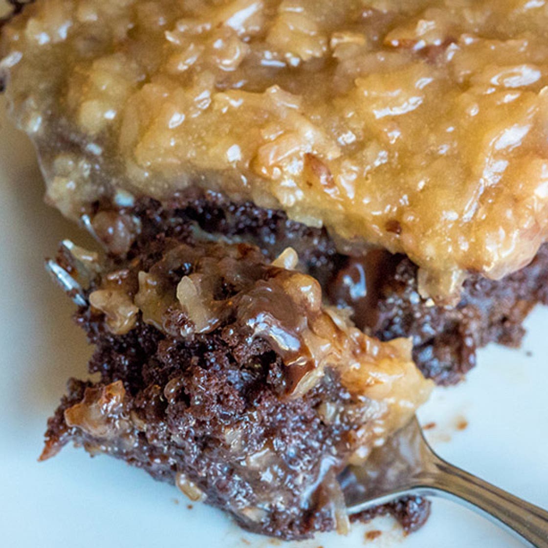 German Chocolate Poke Cake