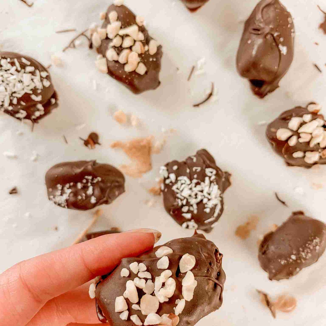 Peanut Butter Stuffed Chocolate Covered Dates