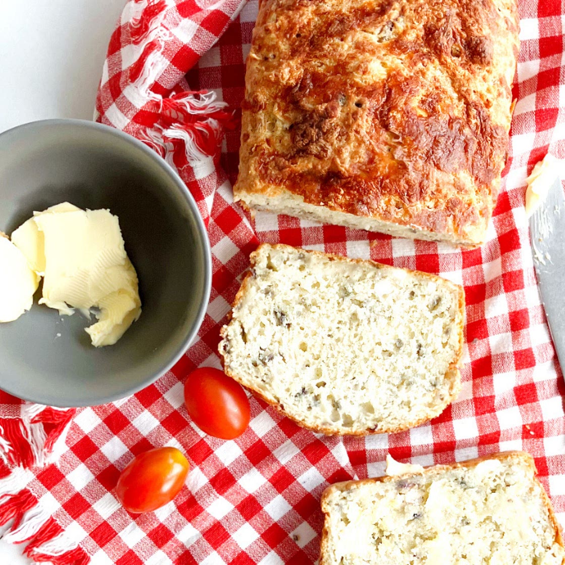 Feta and Red Onion Quick Bread (regular or spelt flour)