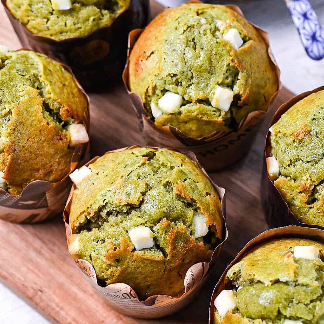 Matcha and White Chocolate Muffins