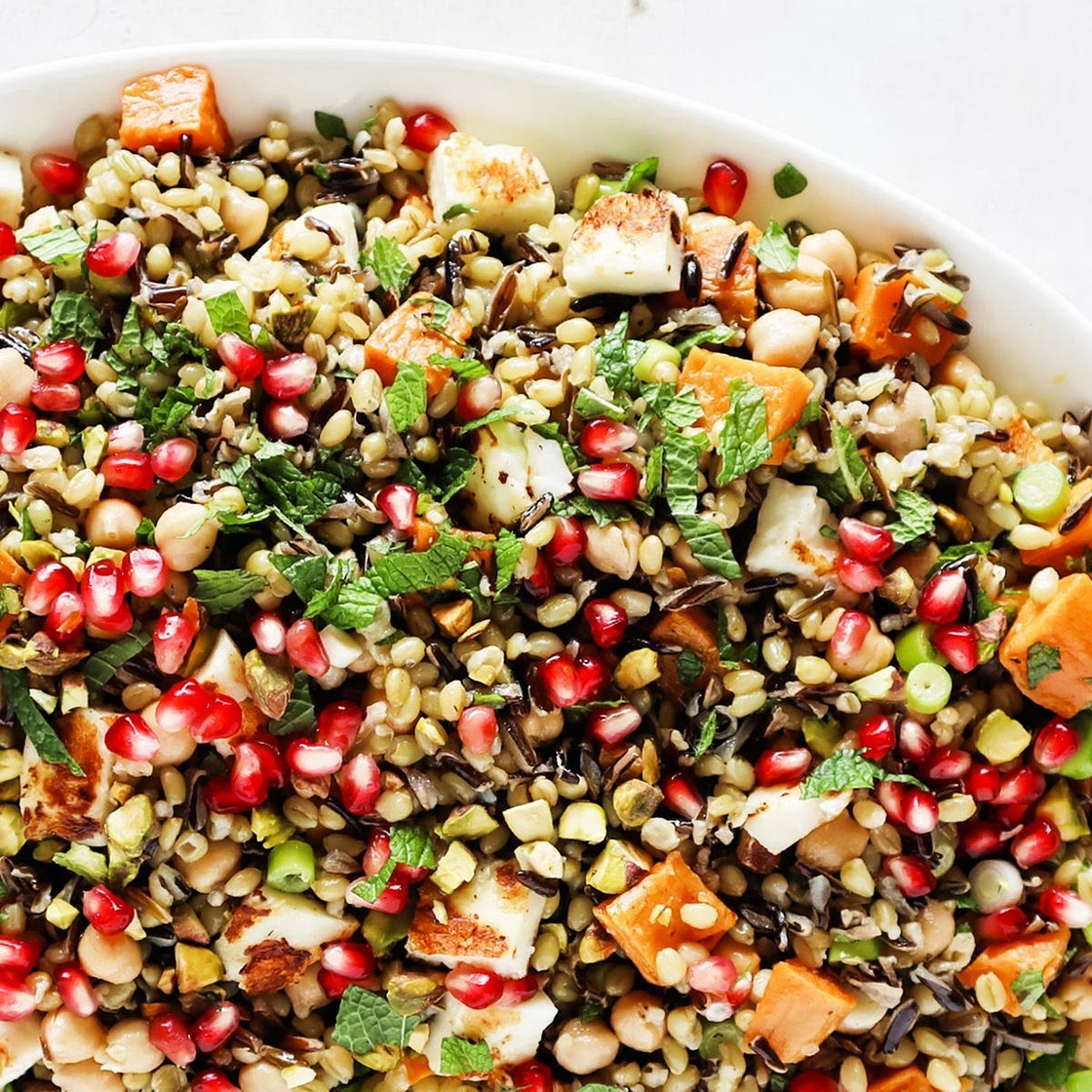 Ancient grain salad with haloumi recipe