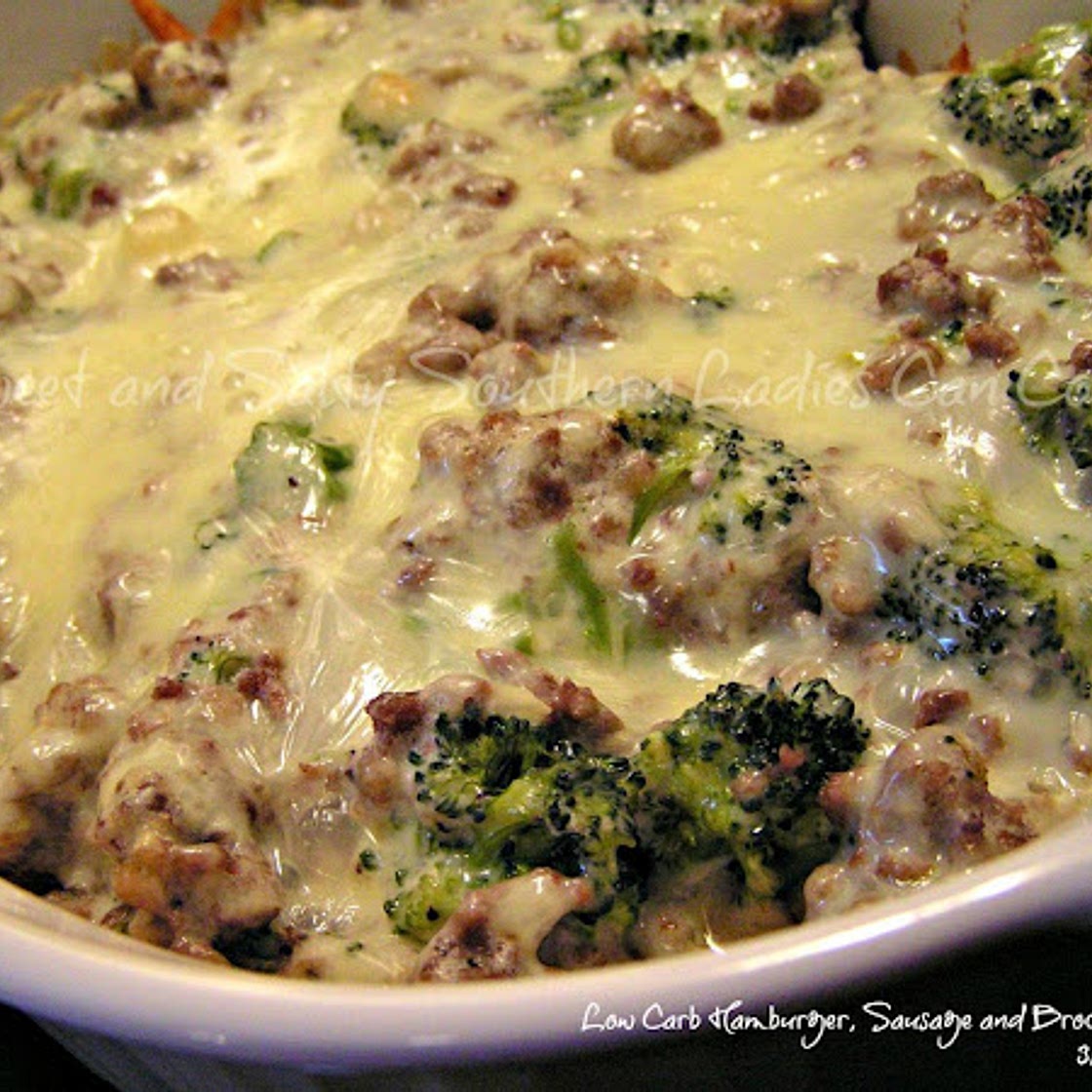 Hamburger, Sausage, Broccoli Alfredo - Low Carb
