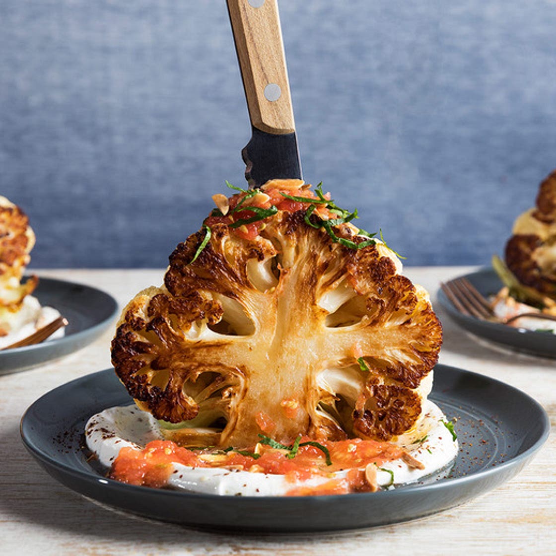 Israeli Cauliflower Steaks with Labneh Recipe | Tasting Table