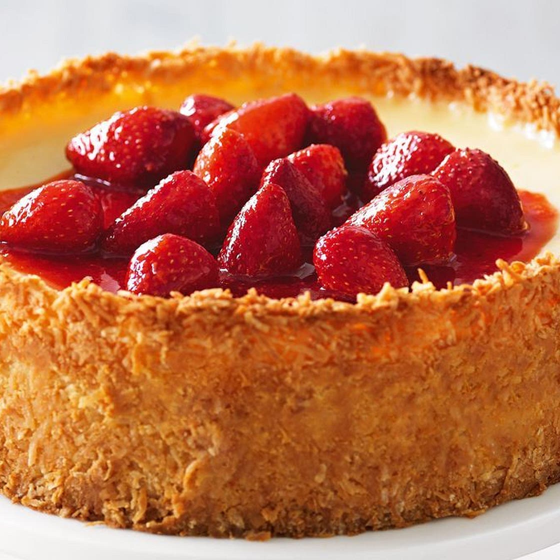 Coconut and strawberry cheesecake
