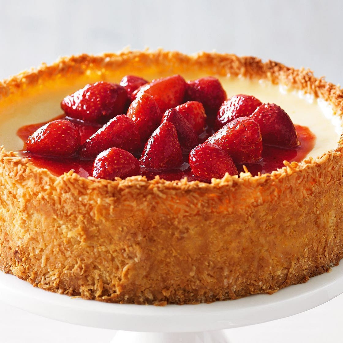 Coconut and strawberry cheesecake