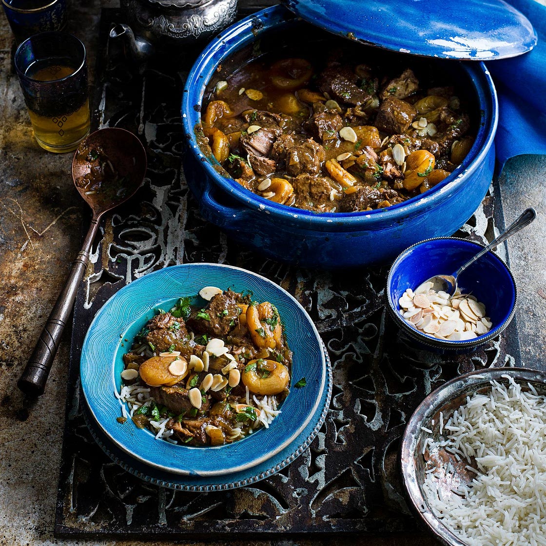 Slow-cooked pork, apricot and tamarind stew
