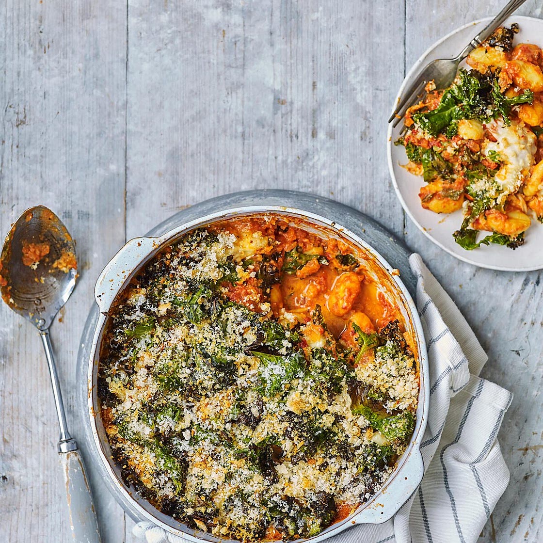 Kale and gnocchi parmesan bake