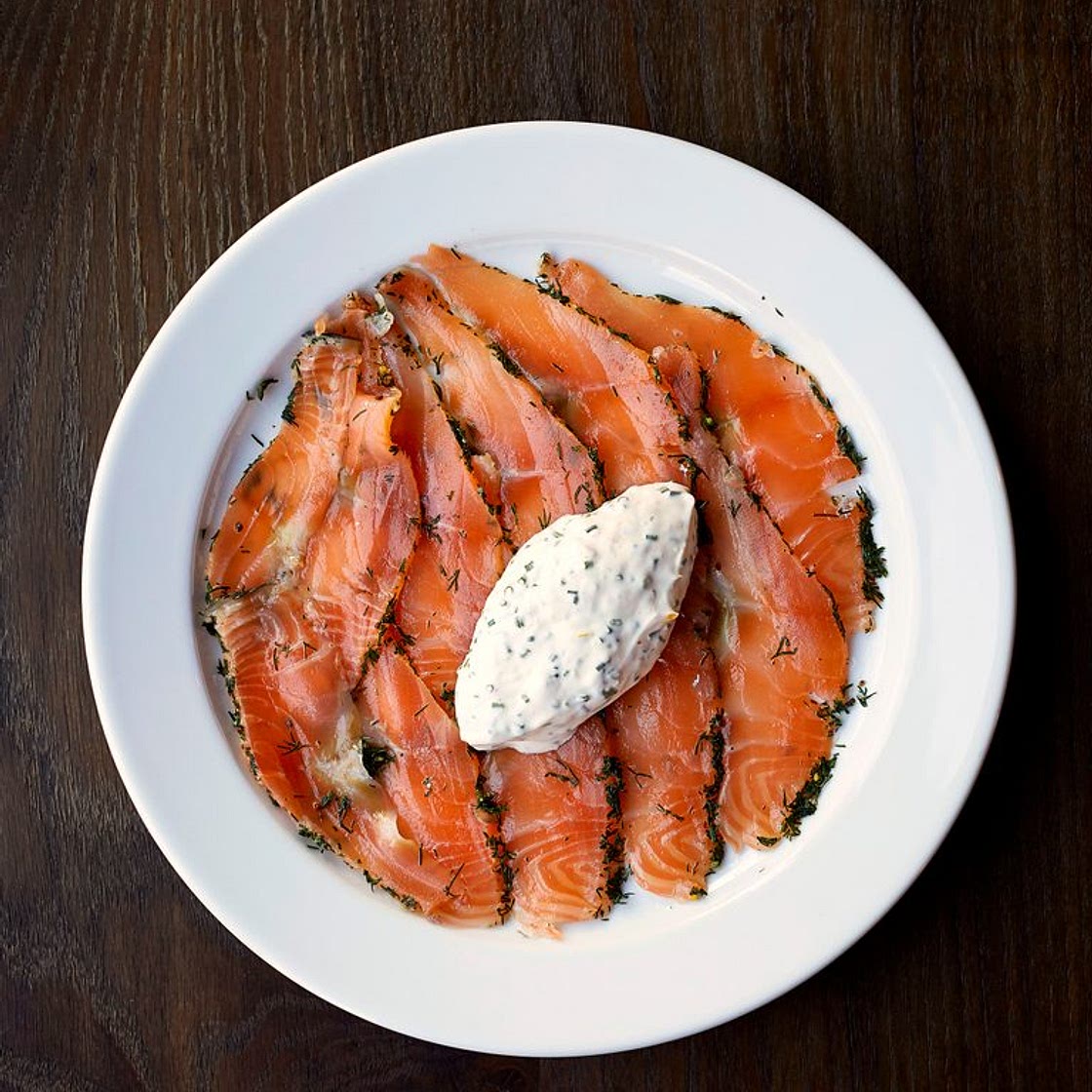 Mustard-and-dill-cured salmon with herb fromage blanc