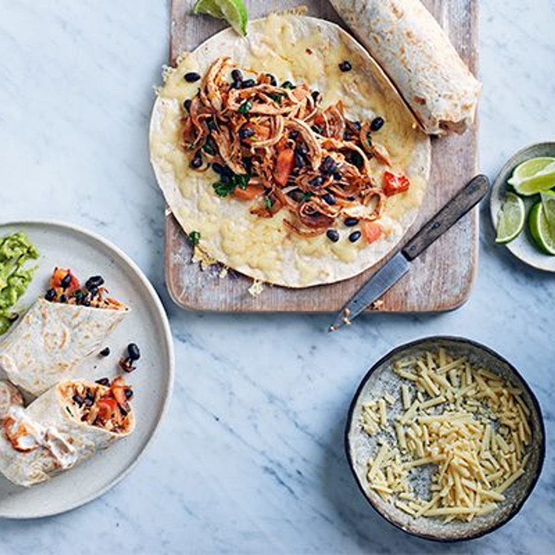 Mexican chicken & black bean wraps