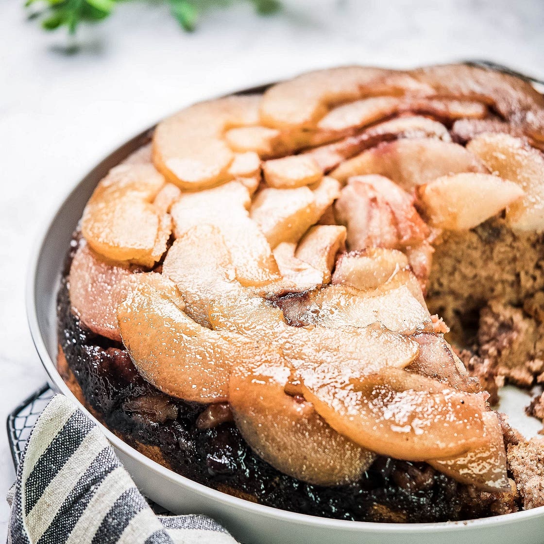 Upside Down Pear Skillet Cake